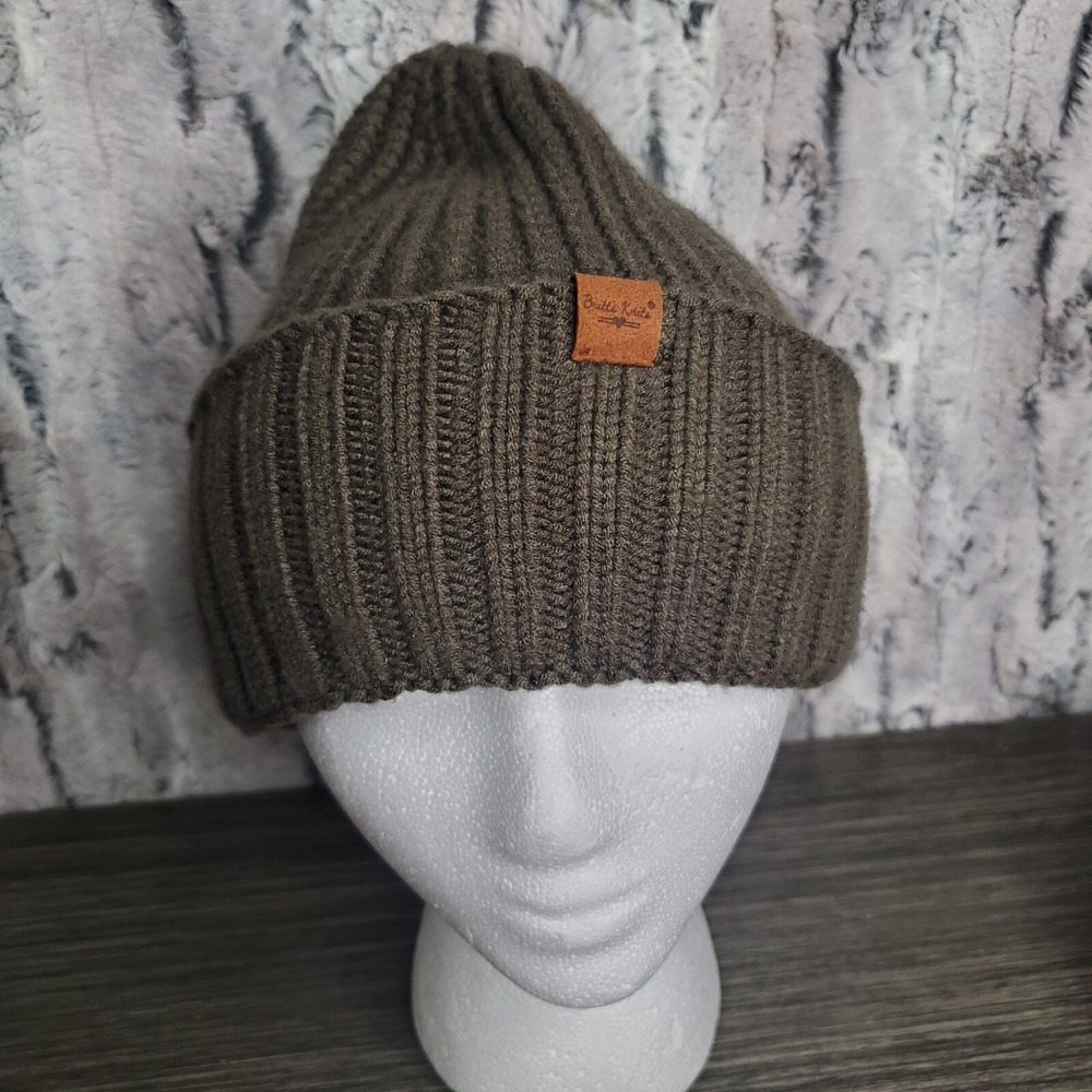 Knit Mainstay Beanie Hat Solid Army Green Ladies Ribbed Winter Britt's Knits